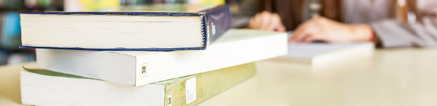 Textbooks on table