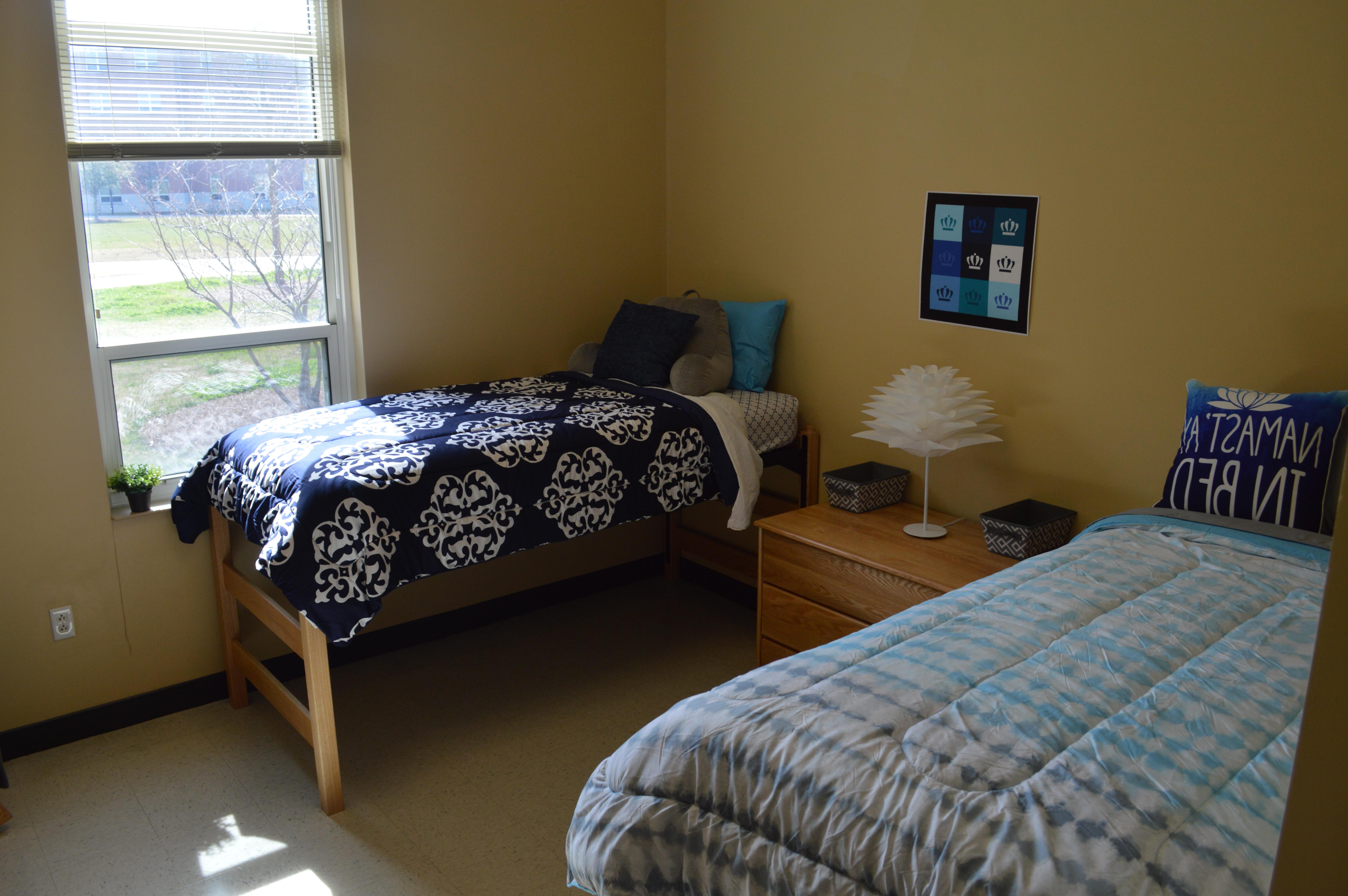 Two beds in ODU dorm room.